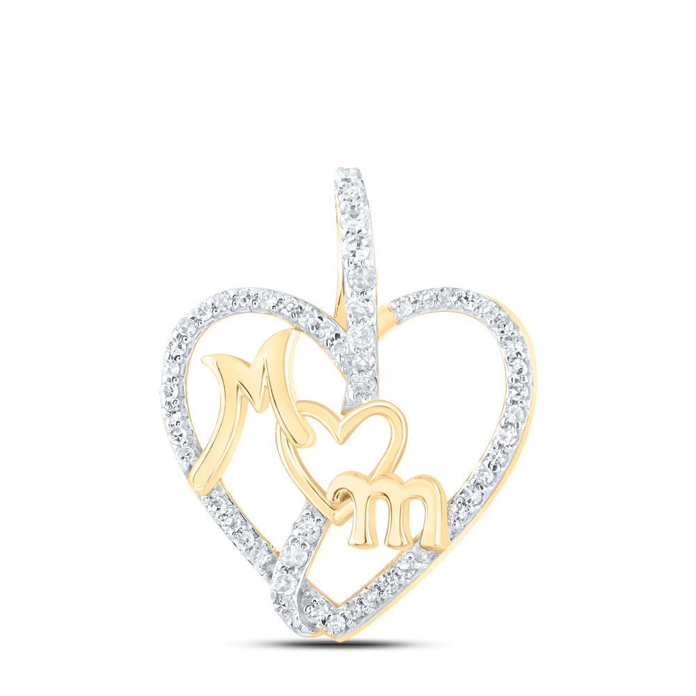 1/8CTW-NAT DIA NK MOM HEART PENDANT Daisy Joyeria