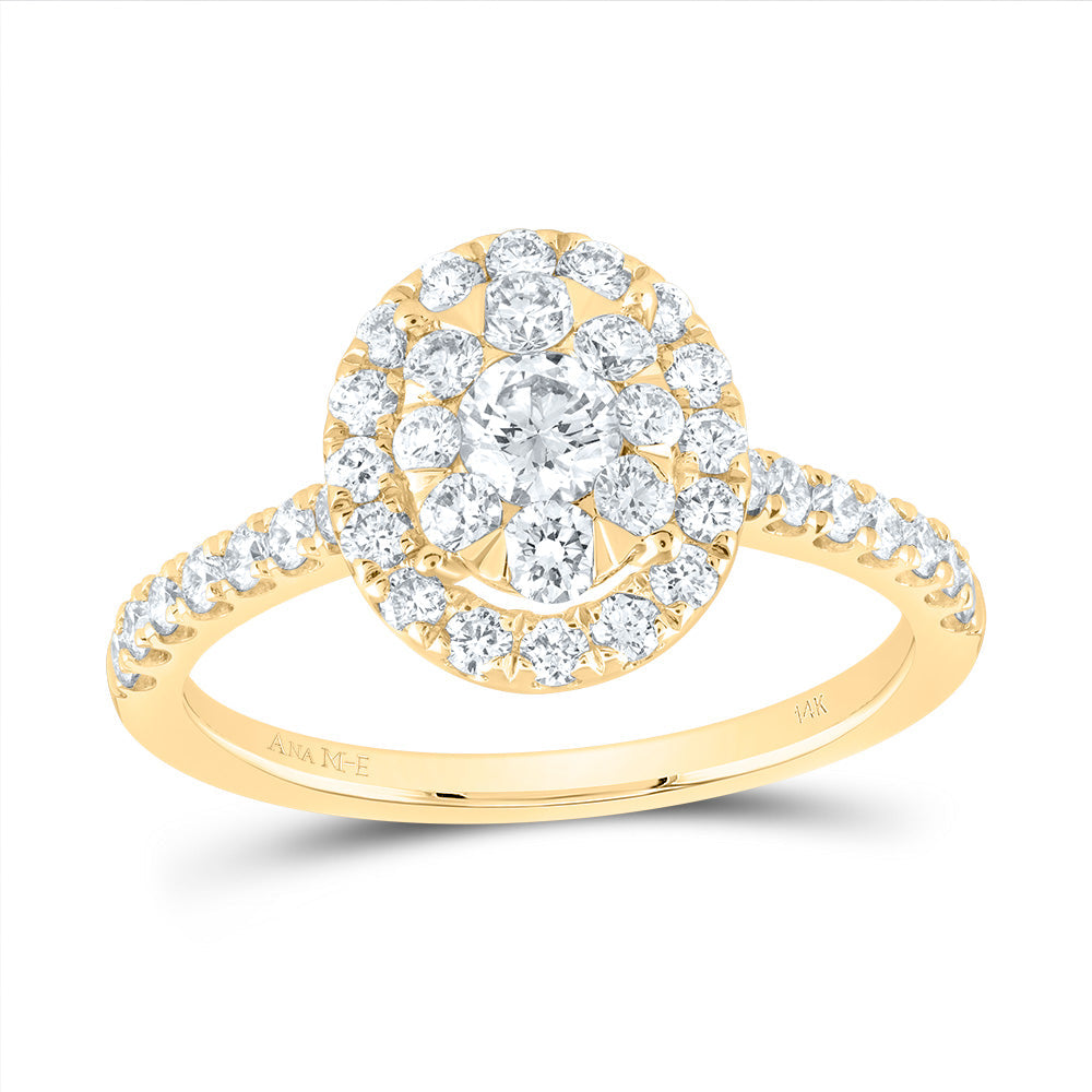 1CTW-DIA ANA M ELITE 1/4CT-CRD OVAL SINGLE HALO BRIDAL RING 7 Daisy Joyeria
