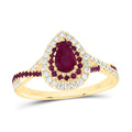 1/5CTW-DIA ANA M 1/5CTW-RD-RU 6X4MM PS-RU NAT GEM DOUBLE HALO BRIDAL RING 7 Daisy Joyeria