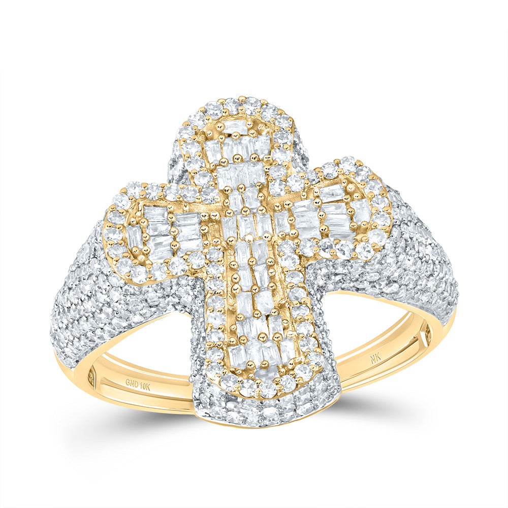 1 7/8CTW-DIA NK CROME CROSS MENS RING 10 Daisy Joyeria
