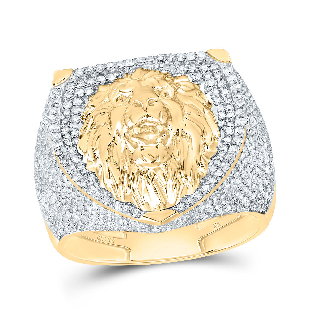 1 7/8CTW-DIA NK LION MENS RING 10 Daisy Joyeria