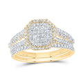 1/2CTW-NAT DIA NK OCTAGON DOUBLE HALO BRIDAL SET 7 Daisy Joyeria