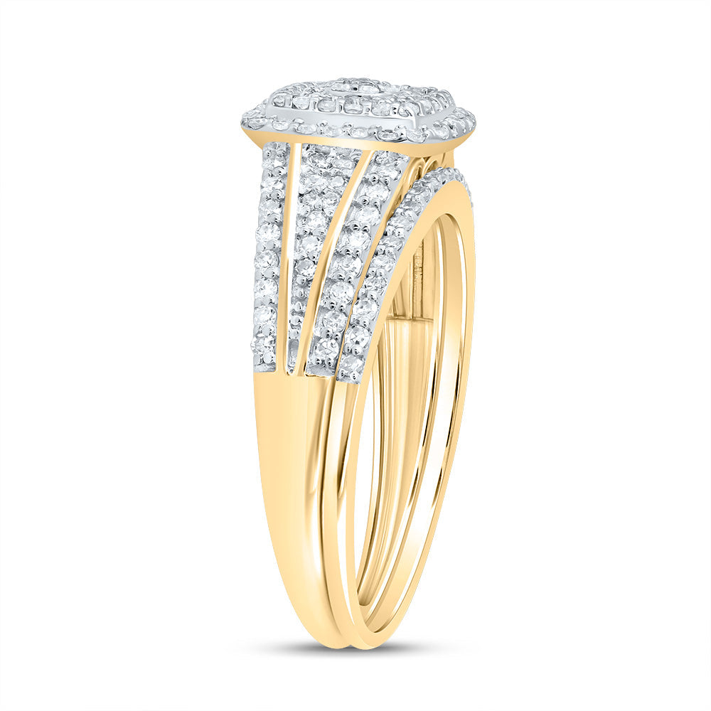 1/2CTW-DIA NK CUSHION DOUBLE HALO BRIDAL SET 7 Daisy Joyeria