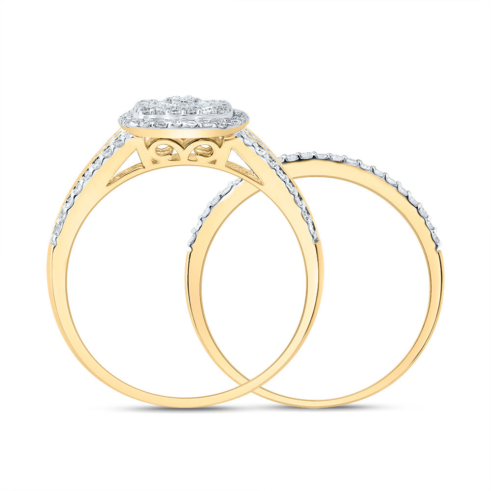 1/2CTW-DIA NK CUSHION DOUBLE HALO BRIDAL SET 7 Daisy Joyeria