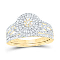 3/4CTW-DIA NK ROUND DOUBLE HALO BRIDAL SET 7 Daisy Joyeria