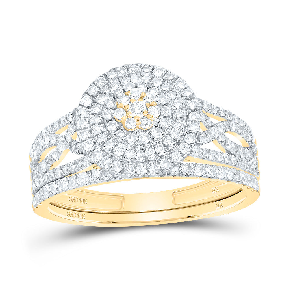 3/4CTW-DIA NK ROUND DOUBLE HALO BRIDAL SET 7 Daisy Joyeria