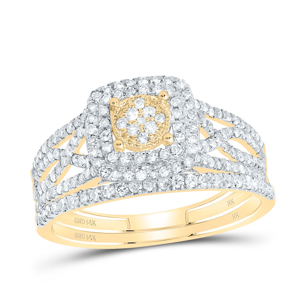 5/8CTW-DIA NK CUSHION DOUBLE HALO BRIDAL SET 7 Daisy Joyeria