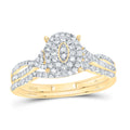 3/8CTW-DIA NK OVAL DOUBLE HALO BRIDAL SET 7 Daisy Joyeria