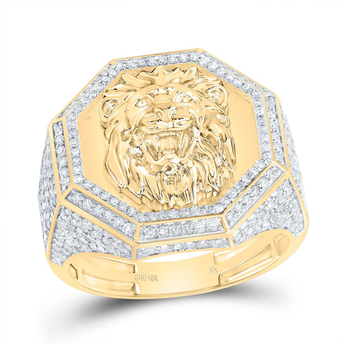 1 1/2CTW-DIA NK FASHION LION FACE OCTAGON MEN'S RING 10 Daisy Joyeria