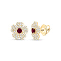 3/8CTW-NAT DIA ANA M 2.8MM-RD-RU NAT GEM FLOWER STUD EARRING Daisy Joyeria