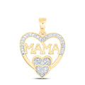 1/8CTW-NAT DIA P1 GIFT "MOM" HEART  PENDANT Daisy Joyeria