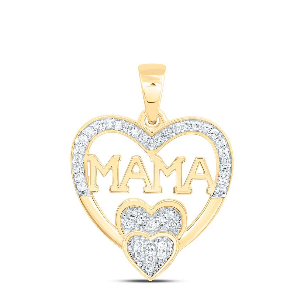 1/8CTW-NAT DIA P1 GIFT "MOM" HEART  PENDANT Daisy Joyeria
